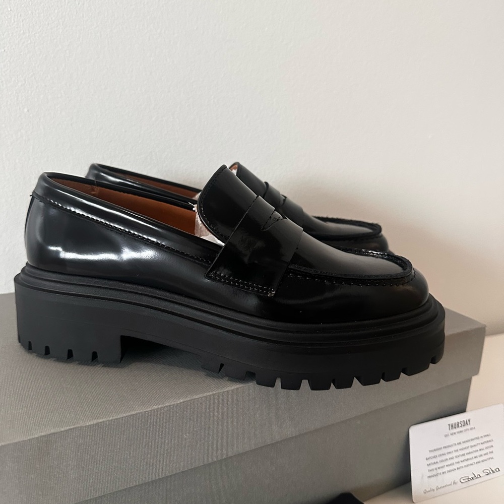 Thursday Boot Company Women's Black Lug-Sole Penny Loafers